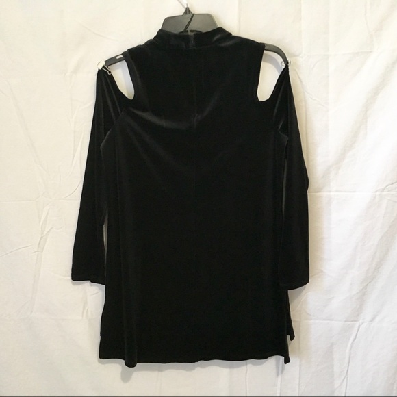 New Halogen Velvet Cold Shoulder Top Black small. E - Picture 5 of 8